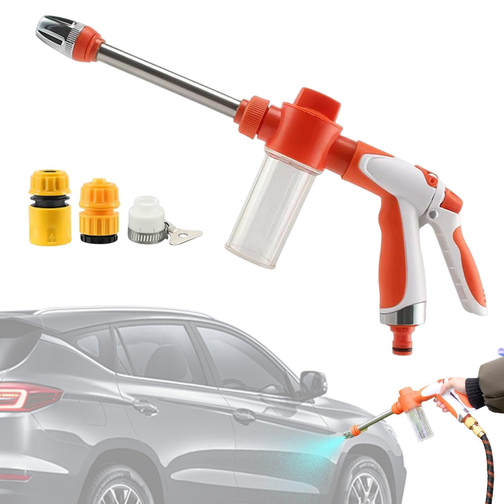 Hidrolimpiadora de alta presión con pulverizador ajustable y mango para auto