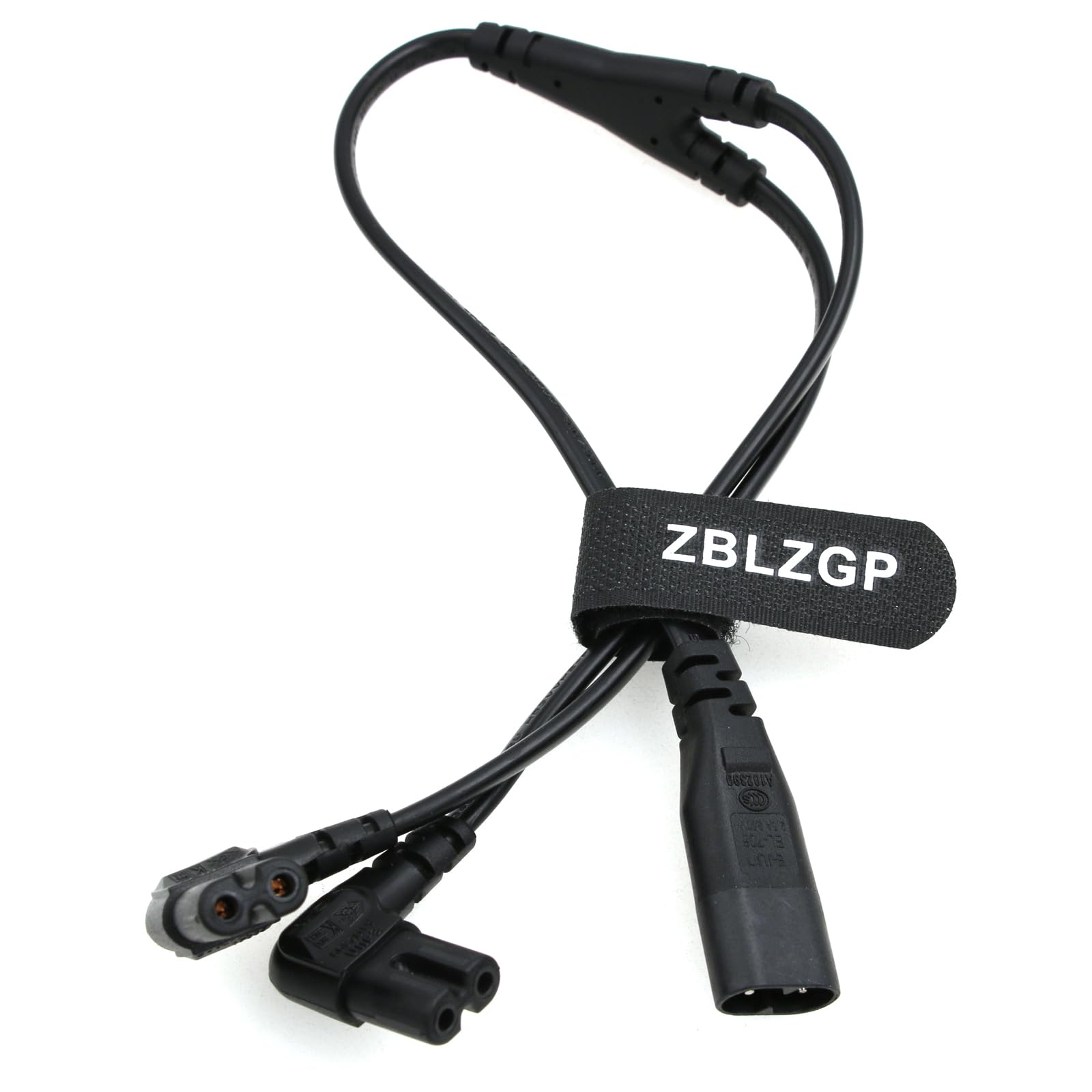 IEC320 C8 to 2X C7 Y Splitter AC Power Cord,IEC Figure 8 Male to 2 Female Power Splitter Cable,1 in 2 Out AC Power Cord,for LCD Monitors Speakers (10pack,C8-2x C7,Right Angle, 19.69in/50cm)