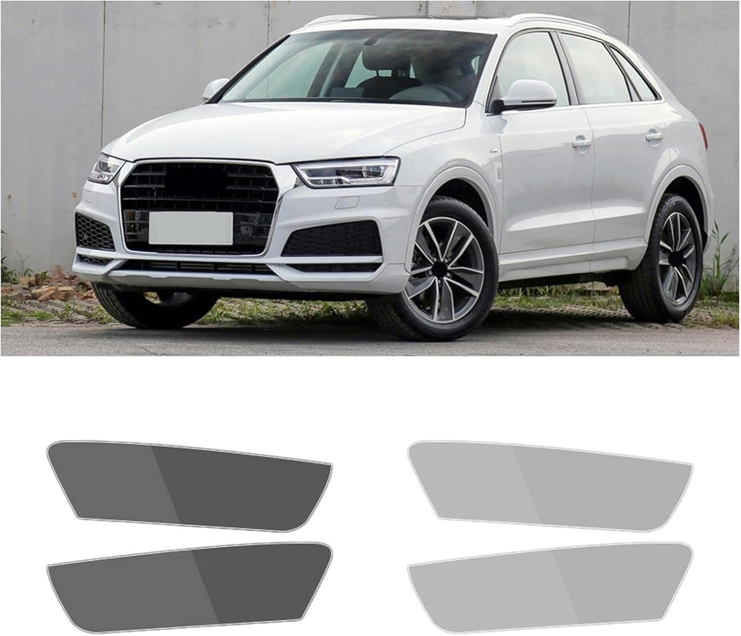 SamLng Car Front Light Film for Q3 (8U) 2013-2018 Blackened Precut Headlight Protective Film Car Front Headlamp Protection Film car Lights Film Headlight Anti-Scratch Non-Yellowing Protective Film
