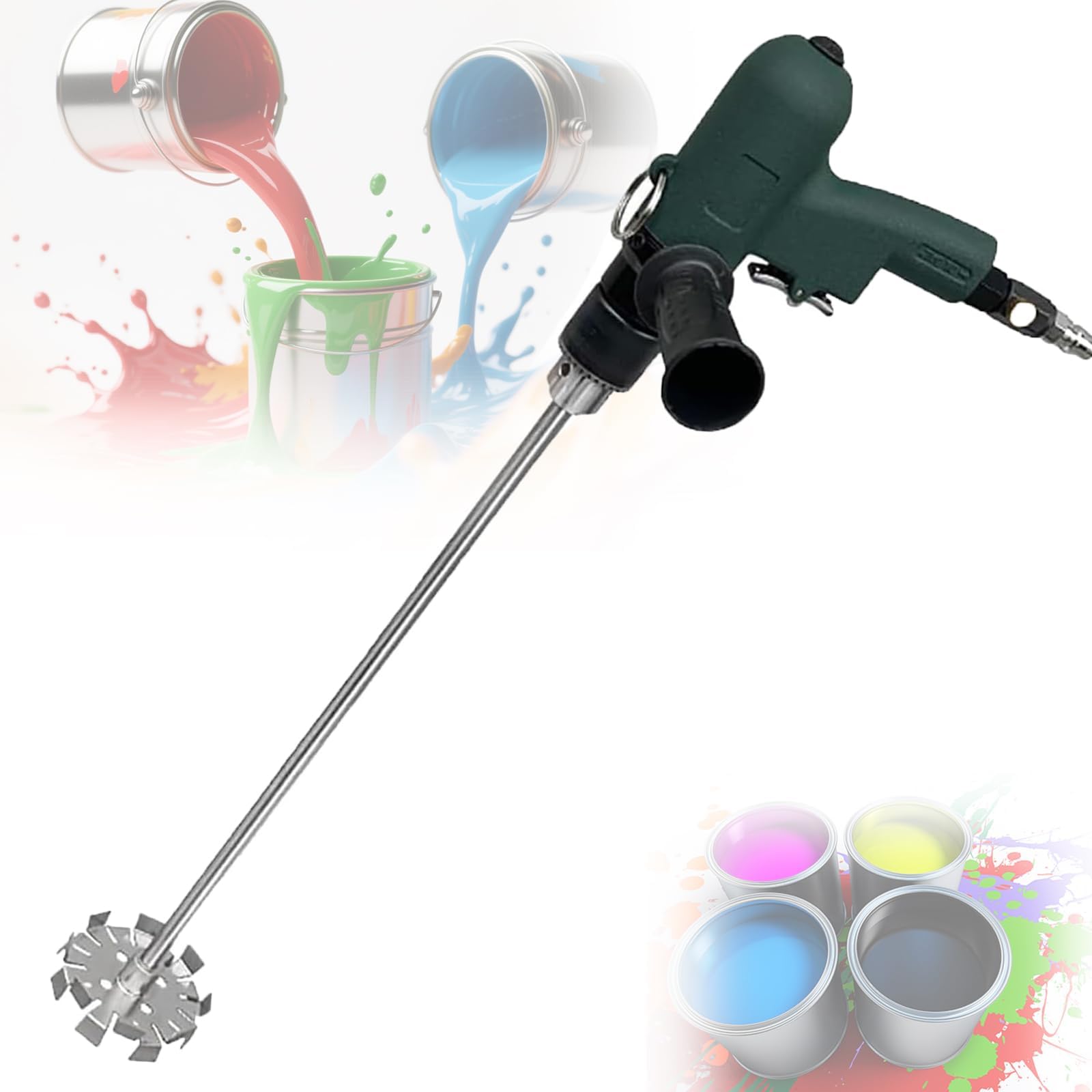 COYEUX Portable Pneumatic Mixer, Handheld Air Powered Agitator with 1800RPM Stepless Speed Control, for Glue Putty Cement Ink Chemical Liquid Mixing