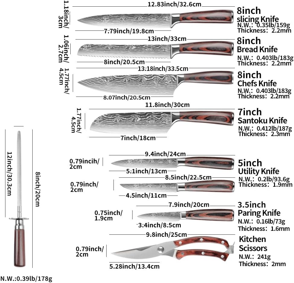 Hong Won Stainless Steel Knife Set, Multipurpose Kitchen Knives