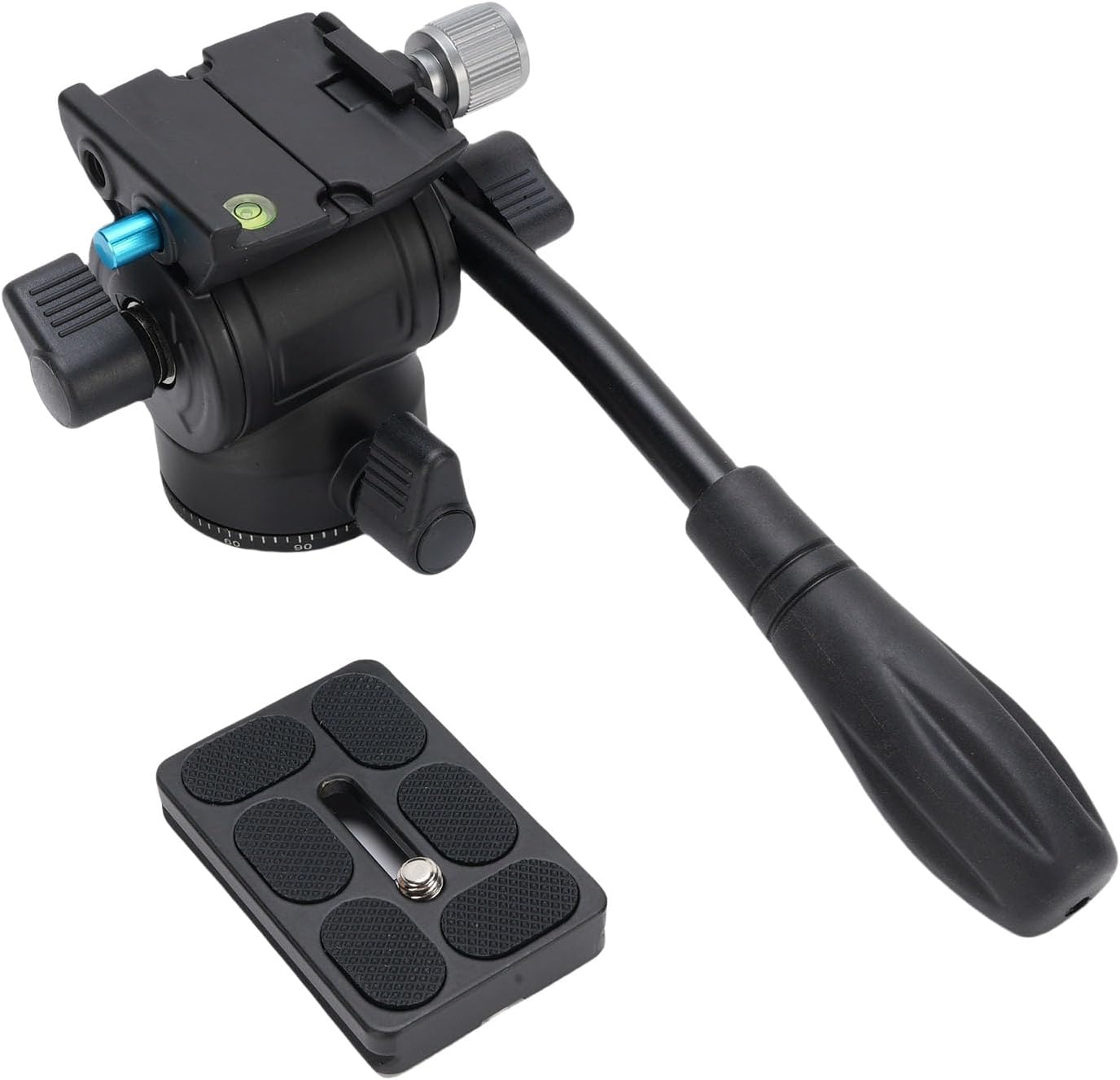 WALFRONT 360° Panorama Metal Camera Tripod, Fluid Hydraulic Video Fluid Head for DSLR Camera, Supports 5kg, Stable Pan and Tilt, for Photography and Videography