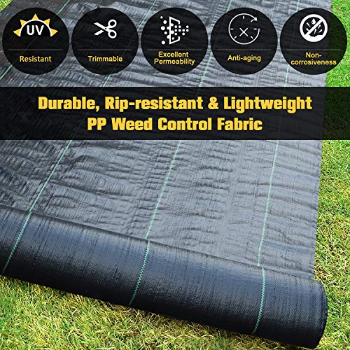 SEKKVY 4ft x 150ft Heavy Duty Landscape Fabric, Weed Control Ground Cover Garden Weed Barrier Gardening Mat, Ground Cover for Yard, Flower Bed, Garden Stakes