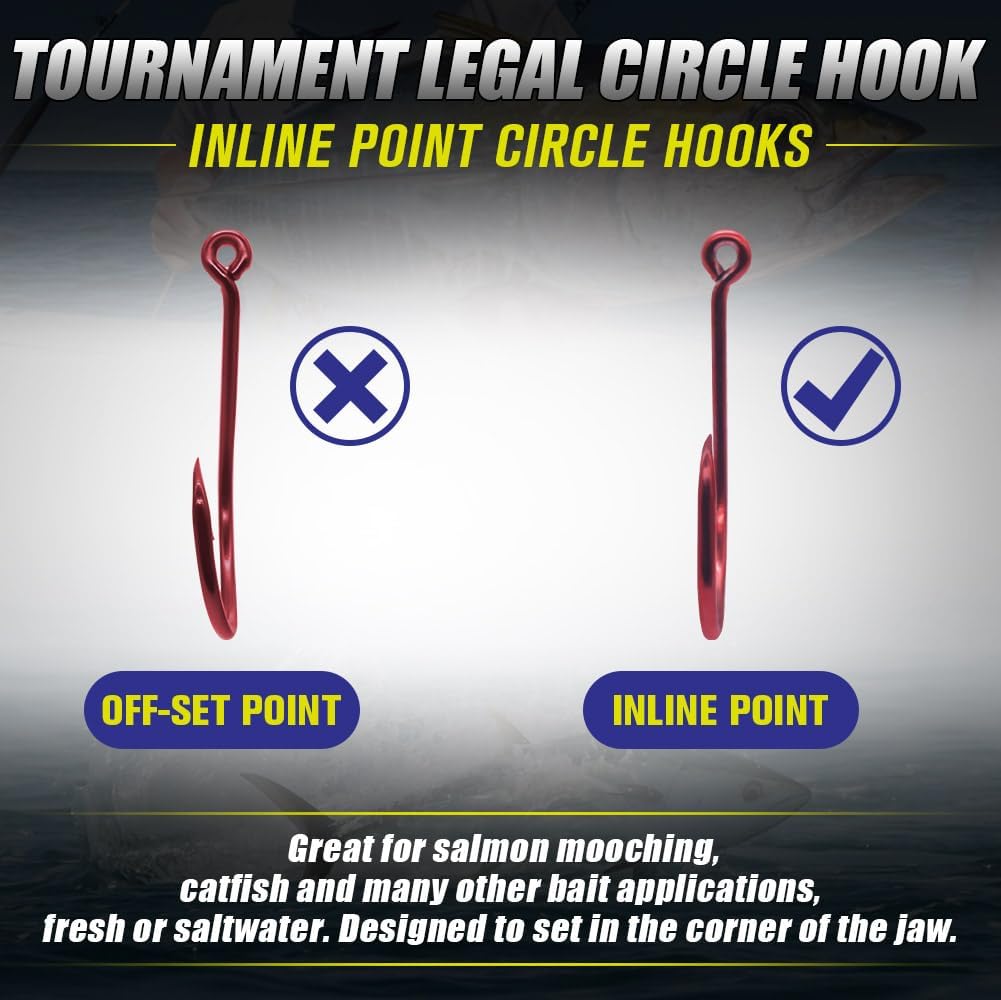 LURELINK-Inline-Circle-Hooks-Saltwater-for-Catfish-Bass-Octopus-Hooks-Fishing-Hook-Freshwater 50 Pack