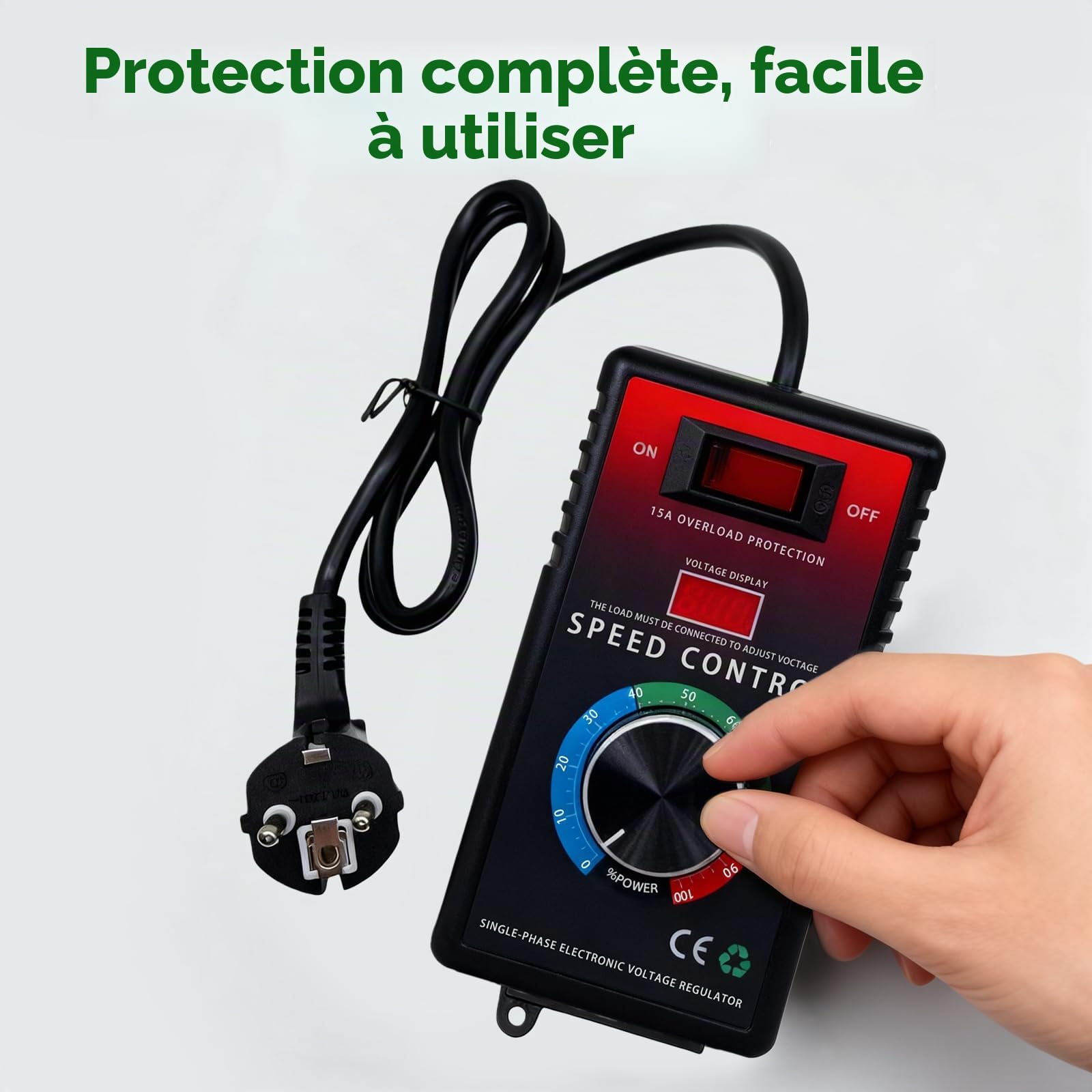 Variateur de Vitesse pour Moteur 220V AC 15A 4000W SCR Régulateur de Tension, Variateur de Frequence pour Moteur Contrôleur de Vitesse du Ventilateur Meuleuse d'Angle Souffleur Perceuse Manuelle Scie