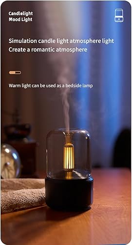 Miniatura 6 de Difusor de aire de llama a la luz de las velas, difusor de aceite esencial portátil, sin ruido, 4.1 fl oz, difusor de aroma sin agua, protección de