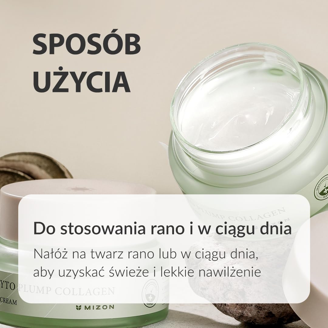 [Mizon] Krem na dzień z fitokolagenem (50 ml) Wegański i roślinny kolagen, Drobnolinijkowe zmarszczki, Nawilżenie, Pielęgnacja dzienne (Phyto Plump Collagen Day Cream)