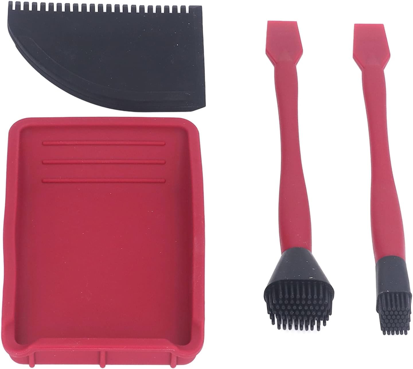 Complete Silicone Glue Kit - Woodwork Spreader Applicator Set with 2 Brushes, 1 Comb, and 1 Tray, Ideal for Uniform and Flexible Application, Easy to Clean