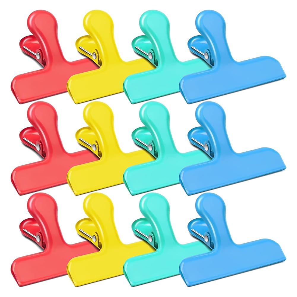 CTRLZS Wide Stainless Steel Clips, Bag Clips Food Clips Potato Chip Clips, Heavy Duty Metal Bag Closer,Snack Clamps 12pcs