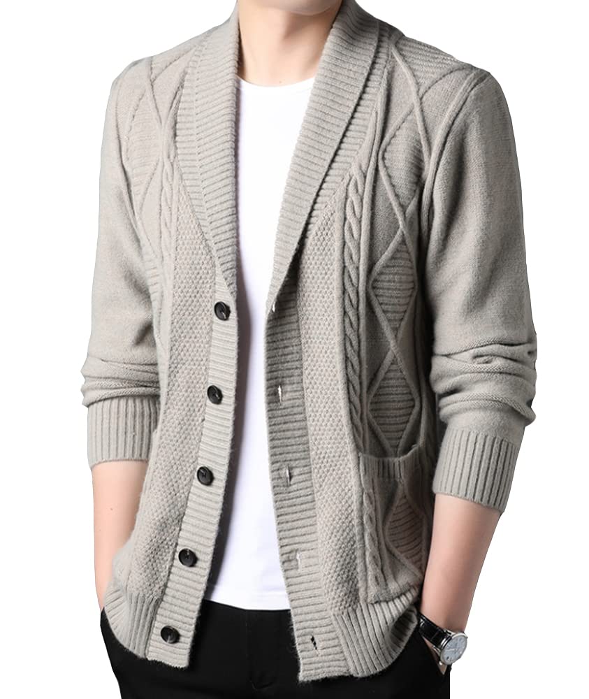 [foveitaa] カーディガン メンズ 大きい サイズ 無地 ボタンカーディガン ゆったり セーター 暖かい ニット カジュアル アウター ニット ジャケット コート 長袖 秋冬服