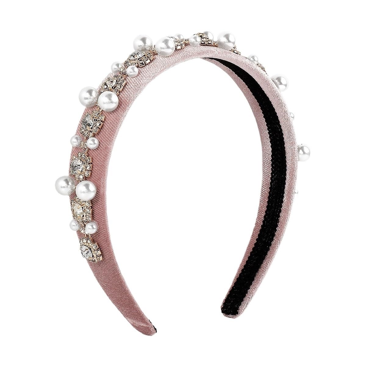Fascia for capelli con diamanti in finta perla stile corte vintage Accessori for capelli con fascia barocca