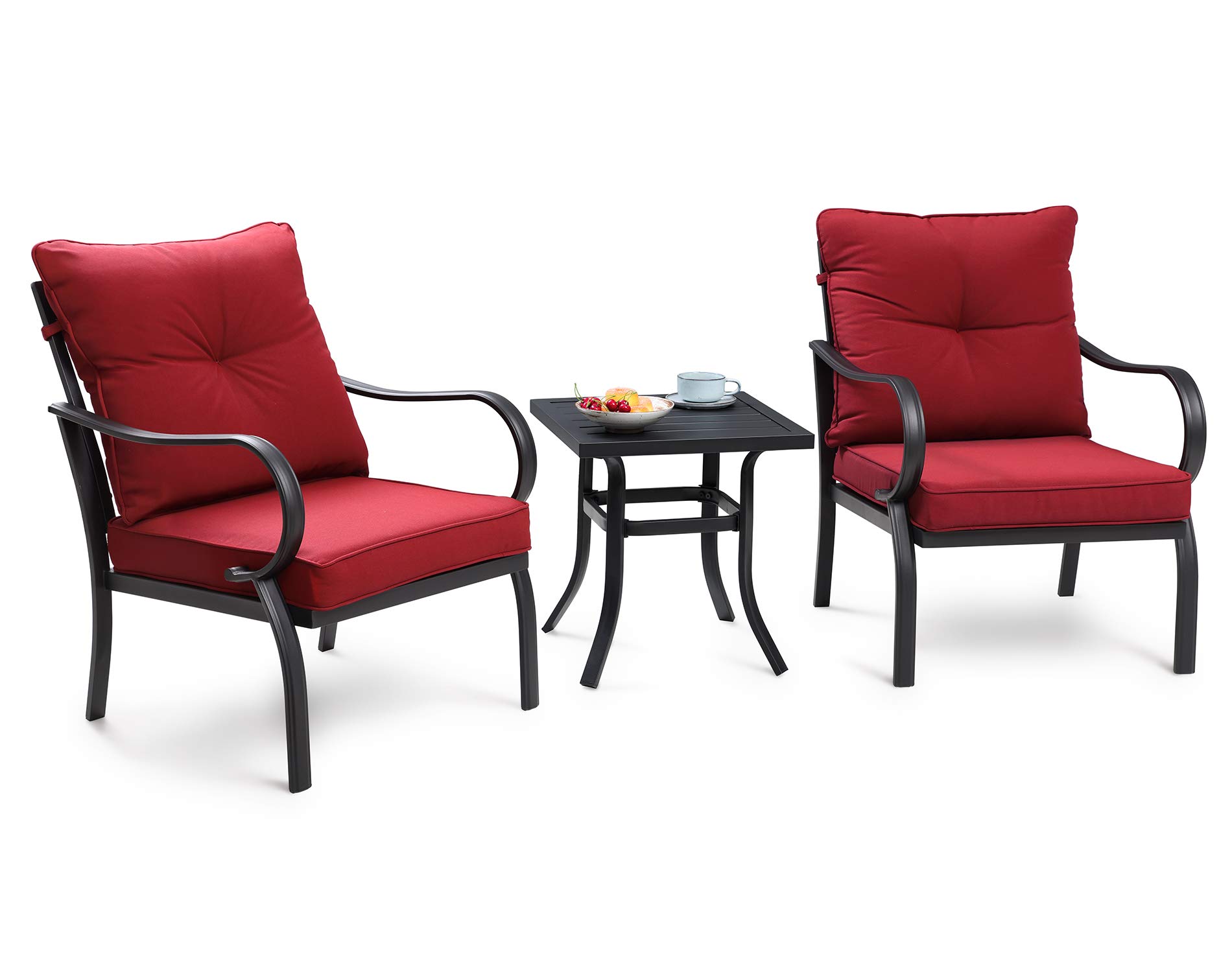 Buy WAMPAT 3 Pcs Wrought Iron Patio Bistro Set, Outdoor Metal Coffee