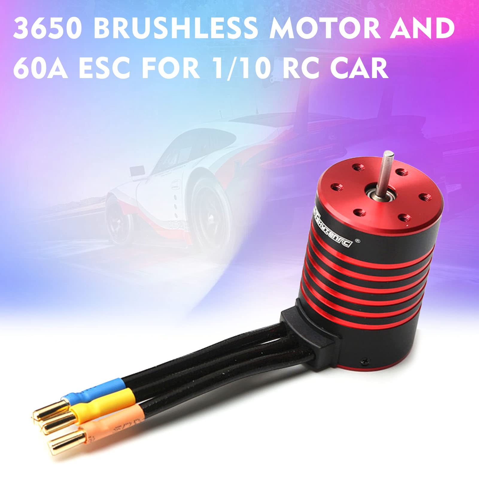 3650 4500KV Brushless Motor & 60A ESC Combo - Waterproof, For 1/8 1/10 RC Cars, With Programming Card
