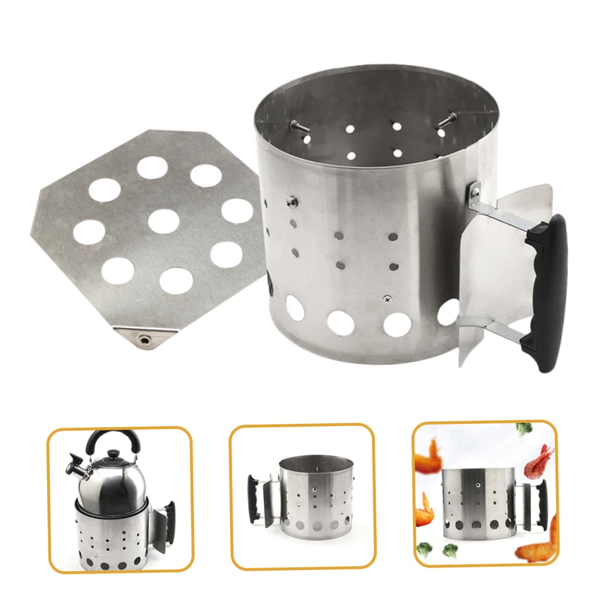 UKCOCO Kit Accendi Fuoco Barbecue Portatile in Metallo Inossidabile per Campeggio, Forno a Legna, Arrosti Esterni
