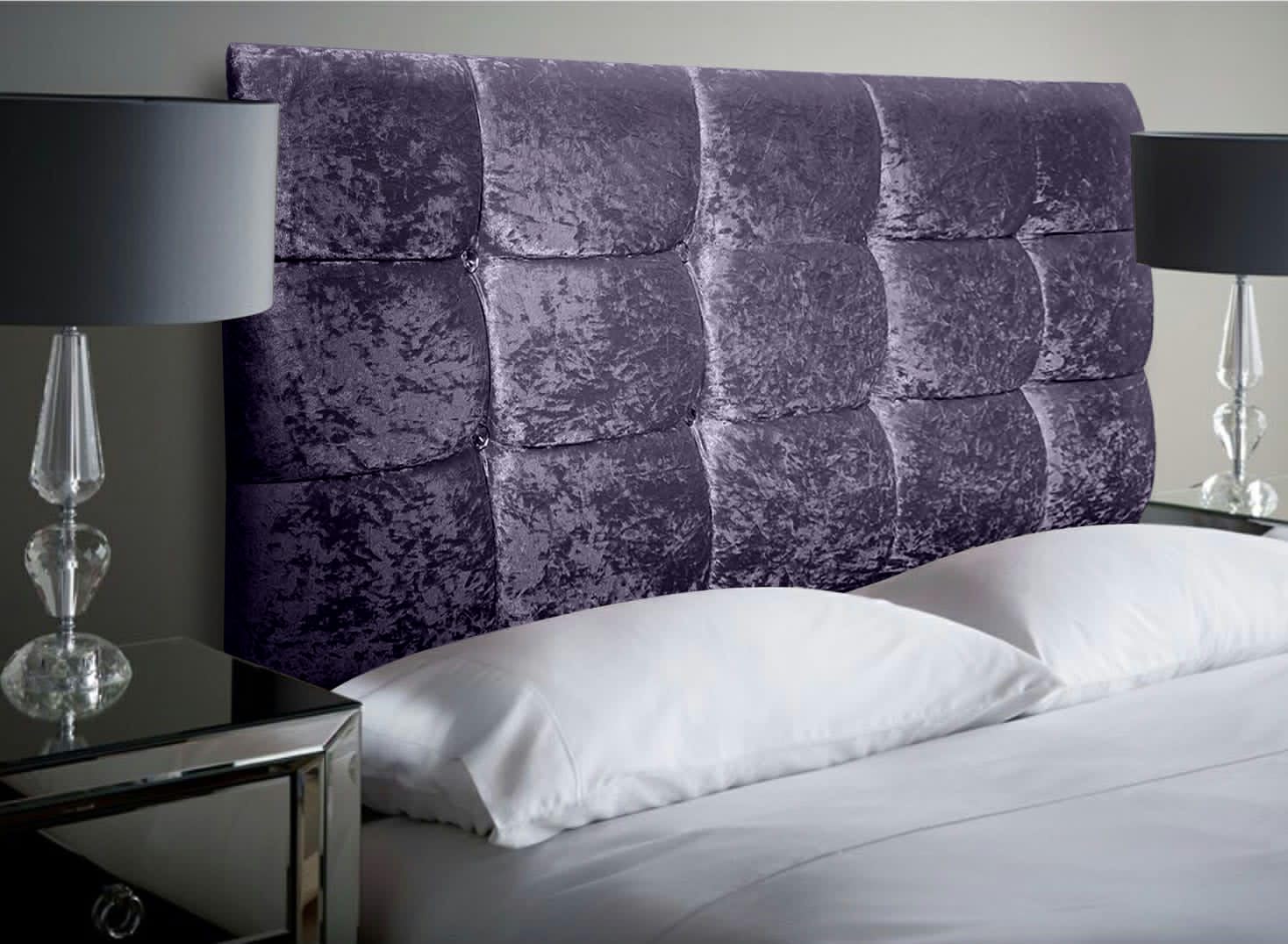 Somna Living Crush Velvet Upholstered Headboard (Purple, 3FT Single)