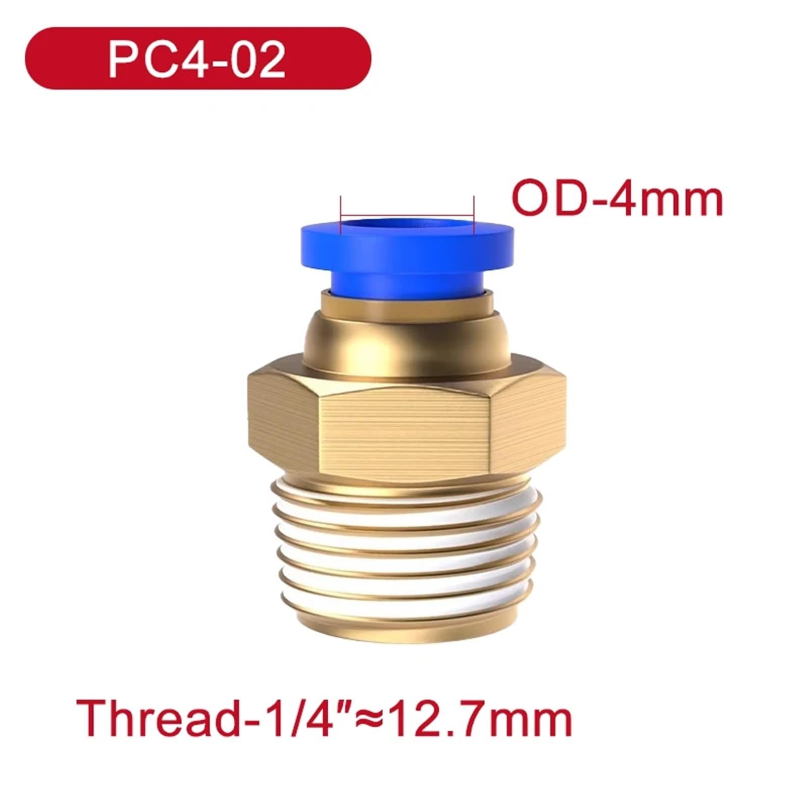 Impianto di tubature pneumatiche d’aria, Confezione da 5 raccordi rapidi pneumatici con filettatura maschio PC girevoli da 4 a 12 mm, 1/8-1/2 pollici(Pc6mm-1i8)