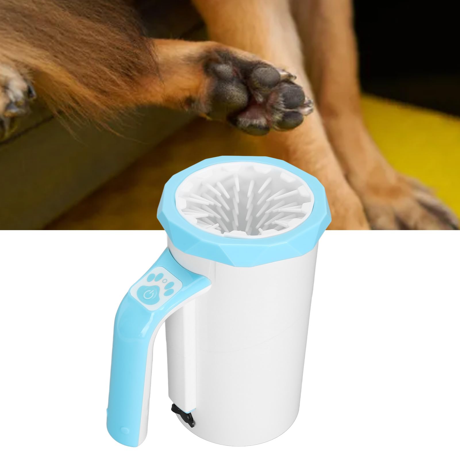 Limpiador de Patas de, Cerdas Suaves Gran Potencia, Fácil Operar, Lavadora Automática Pies para Mascotas para Dueños Mascotas (Blanco Azul)