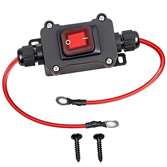 DC 12-24V Inline Switch, DPST Double-Sided Wiring Switch IP67 Waterproof 25A Inline Button On-Off Power Cord, Suitable for Motorcycles, Ships,Truck, All Terrain Vehicles and Electrical Connectio