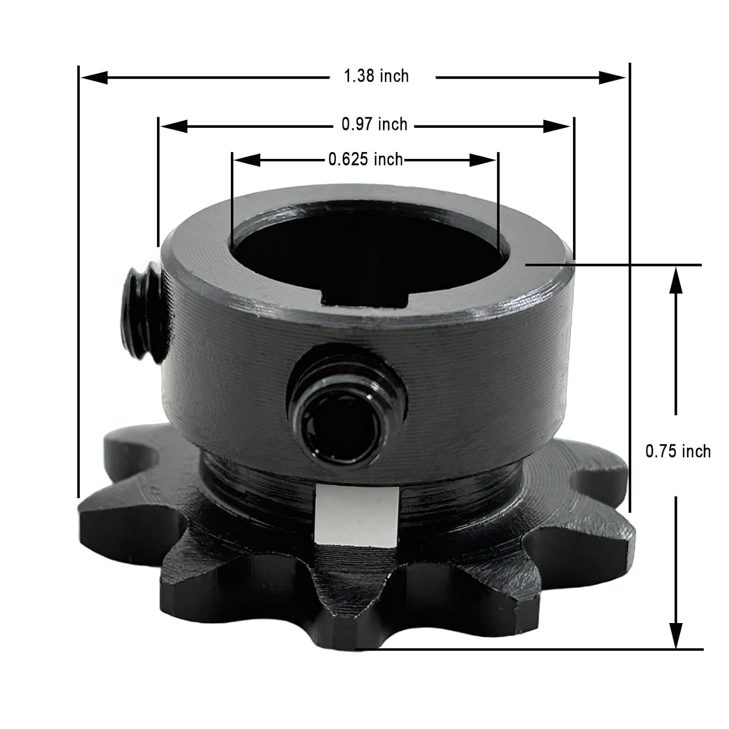 #35 Roller Chain Sprocket Type B 5/8 inch Bore 10 Tooth, Hardened Antirust 1045 Steel Drive Sprockets 35B10-5/8