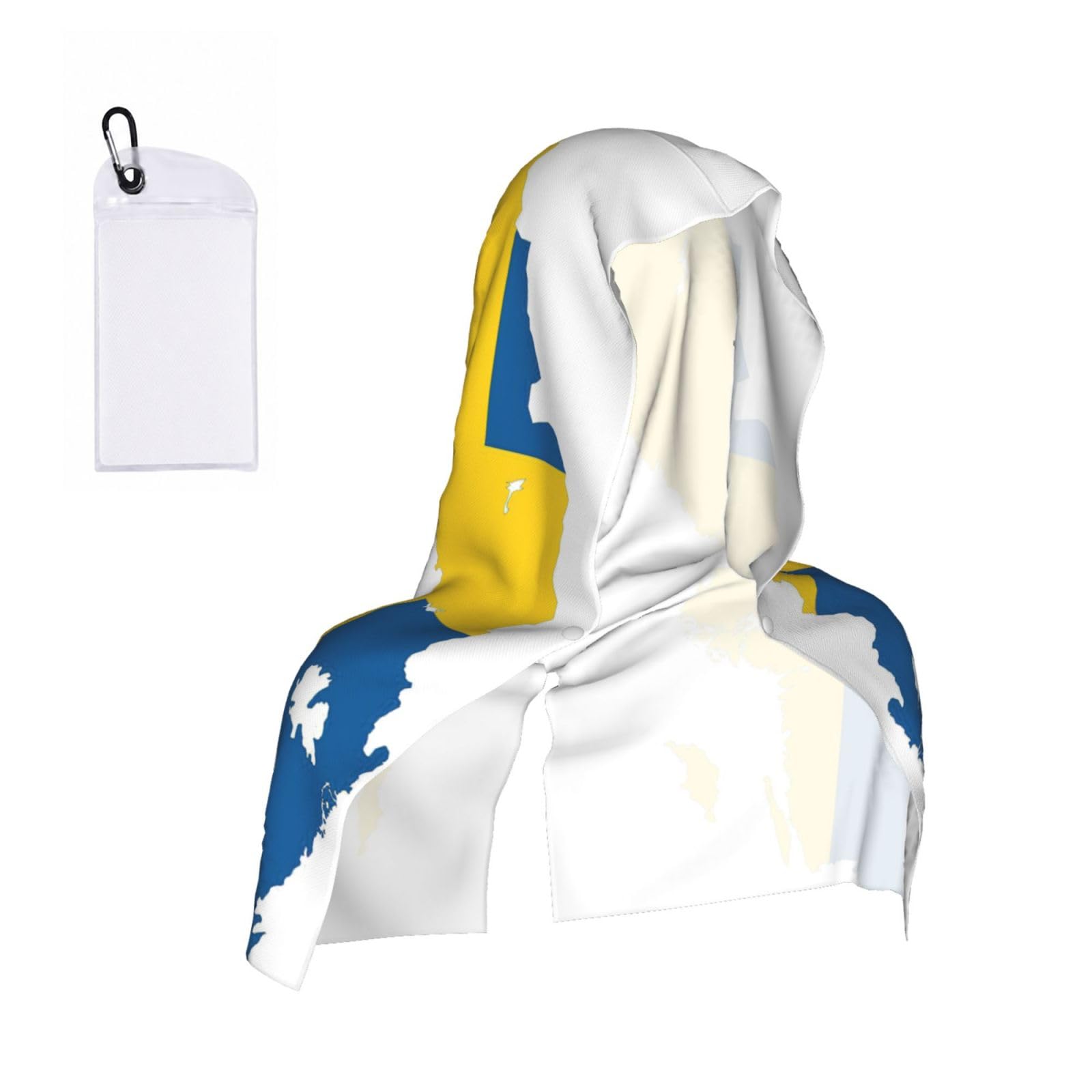 Yqxwjl Unisex Black Swedish Flag Map Print Unsex Cooling Hoodie Towel, Cools Instantly When Wet Sun Protection For Sports Fitness Gym