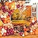 Fall Window Backdrop Autumn Maple Leaf Forest Natural Scenery Photography Background Fall Autumn Harvest Thankgiving Family Birthday Party Supplies Studio Booth Props 7x5FT