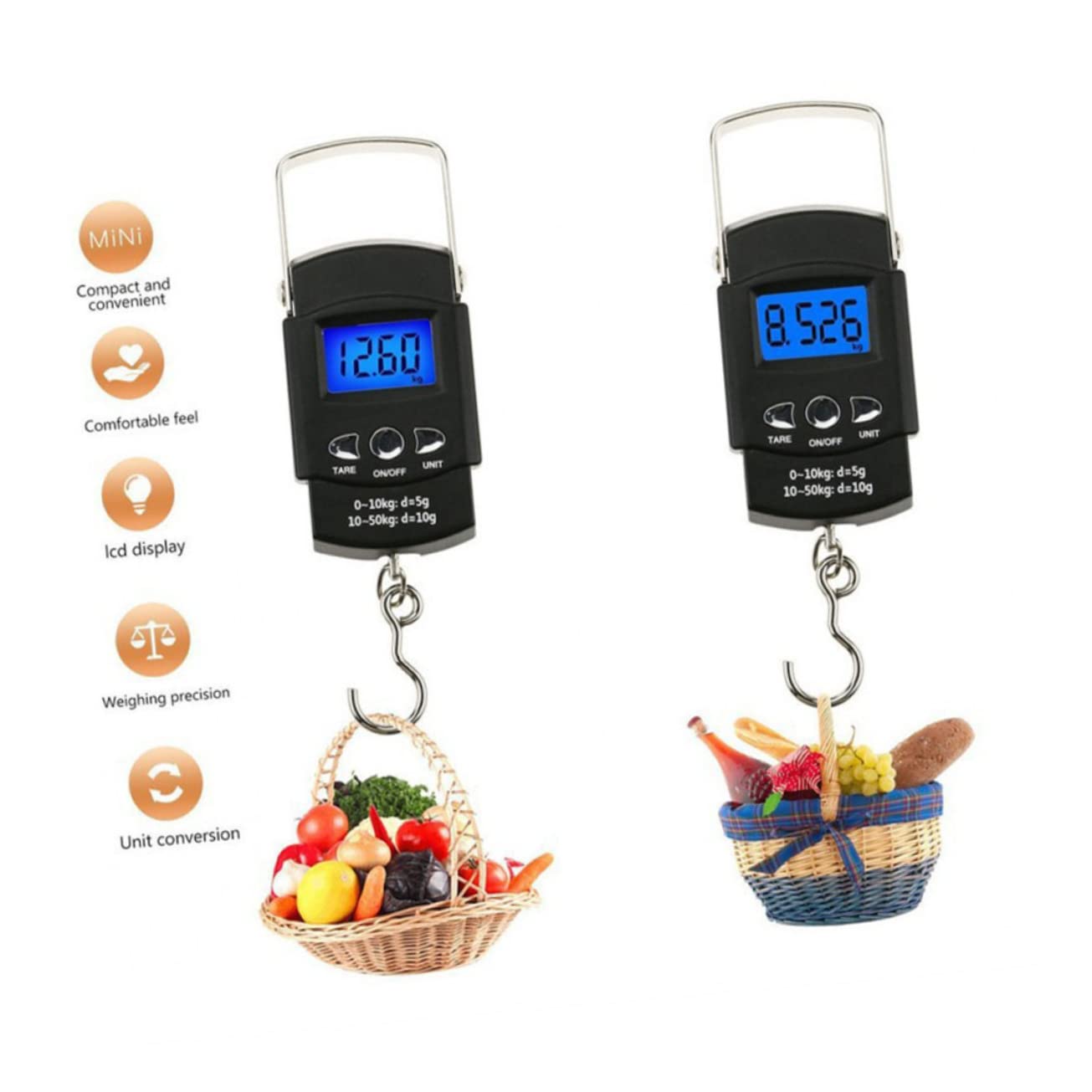 Portable Luggage Scale with Digital LCD Display, 0.01kg-50kg