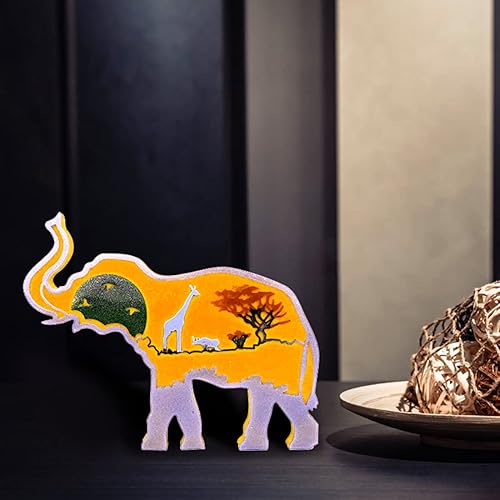 Miniatura 7 de Voyyphixa Molde de resina de elefante grande, moldes de resina de animales del bosque, con jirafa y rinoceronte, molde de posavasos de animales para