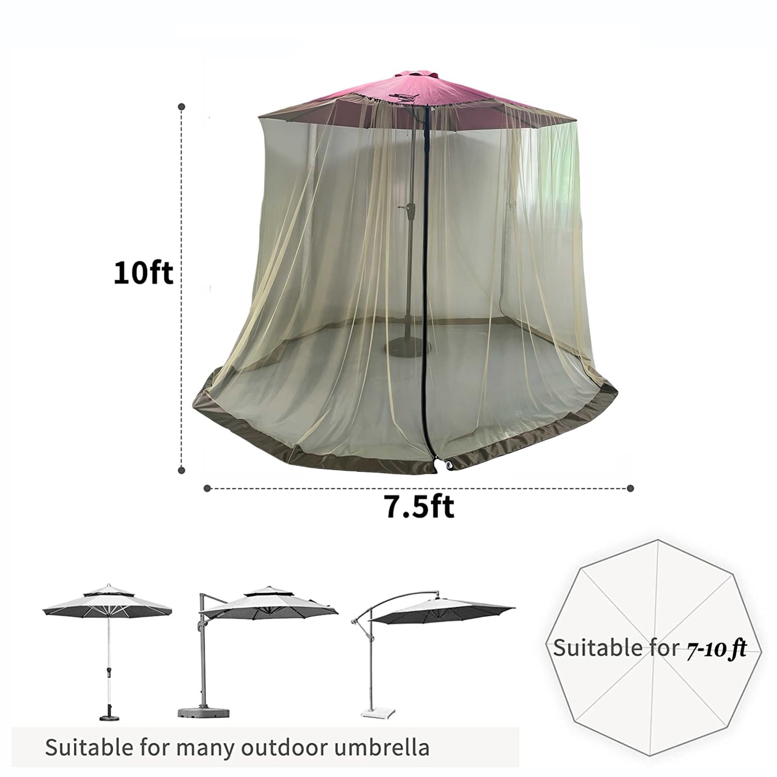 Patio Parasol Mosquito Netting, Wisząca Siatka Komarowa do Zewnątrz