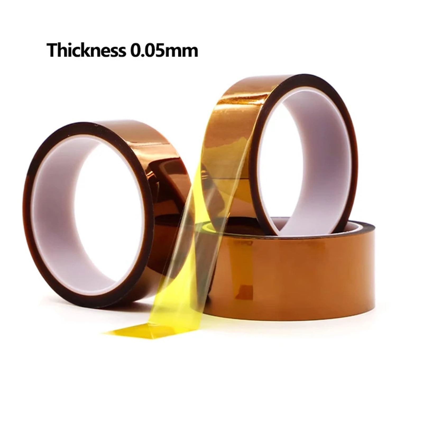 Cinta De Poliimida Ancho 3~100mm Adhesivo Resistente A Altas Temperaturas Protección Tablero Aislamiento Batería para Enmascarar, Soldar, Electricidad(5 rolls,33.0M_0.05MM_15MM)