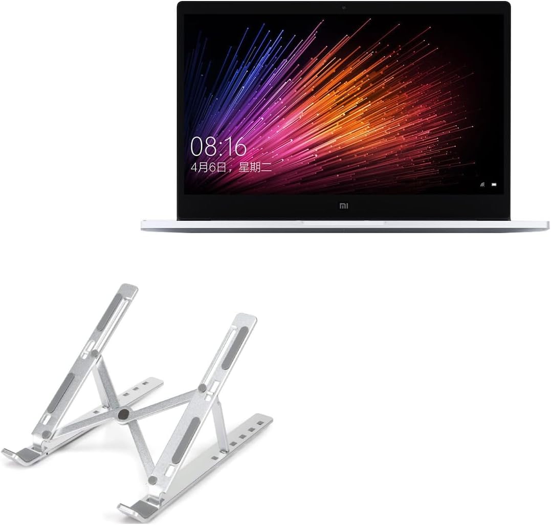 BoxWave Stand and Mount Compatible with Xiaomi Mi Notebook Air 13.3 - Compact QuickSwitch Stand, Portable Multi Angle Viewing Foldable Riser - Metallic Silver