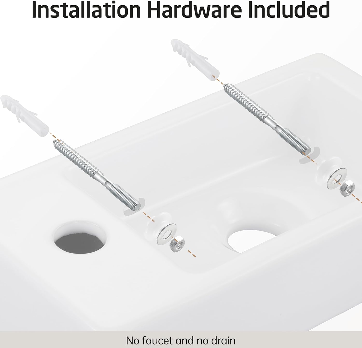 KES Sink, Small Sink 14.37" X 7", RV Mini Wall Mounted Floating Left Hand, BWS102