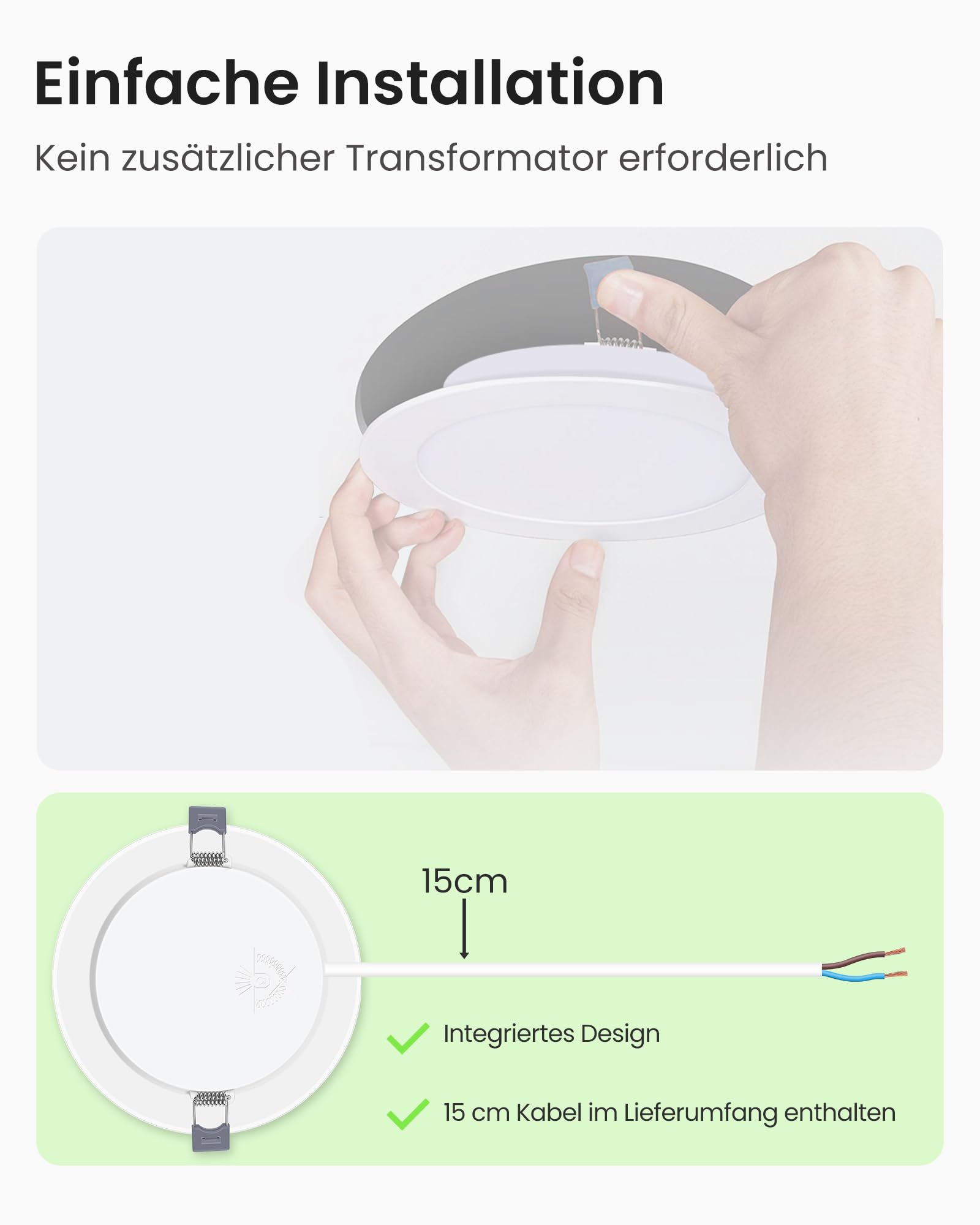 ALUSSO® LED Einbaustrahler 230V Ultra Flach 9W 690LM LED Spots Badezimmer, 3000K Warmweiß Deckenspots IP44 Einbauleuchten für Wohnzimmer Küche, Durchmesser 145MM, Lochmaß 120-130MM, 6er Set