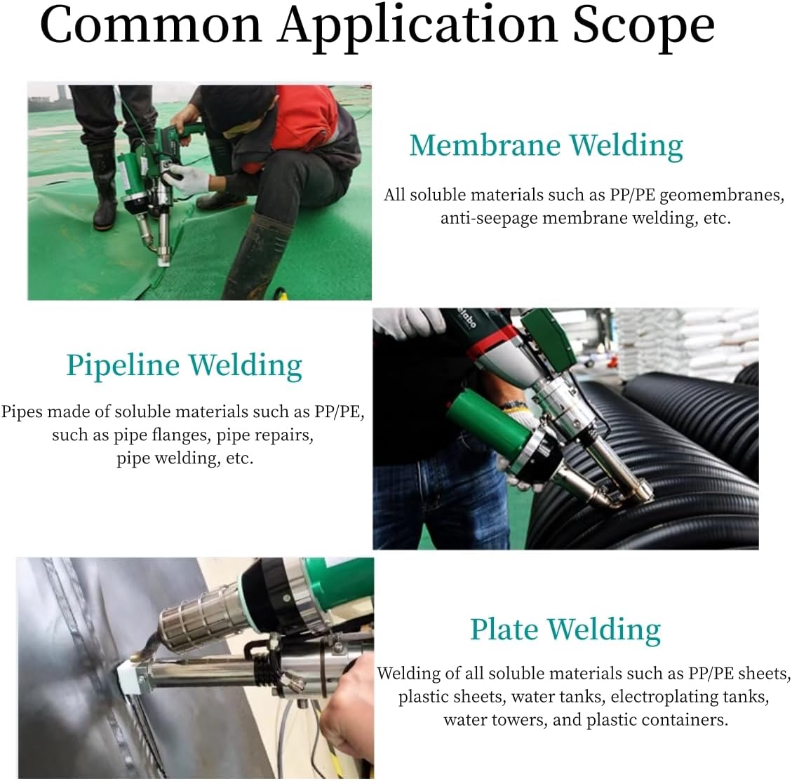 1600W Hand Extrusion Welder Gun Plastic Handheld Extruder Welding Gun Dual Heating System PP HDPE LDPE Pipe Welding Machine (110V Extruder)