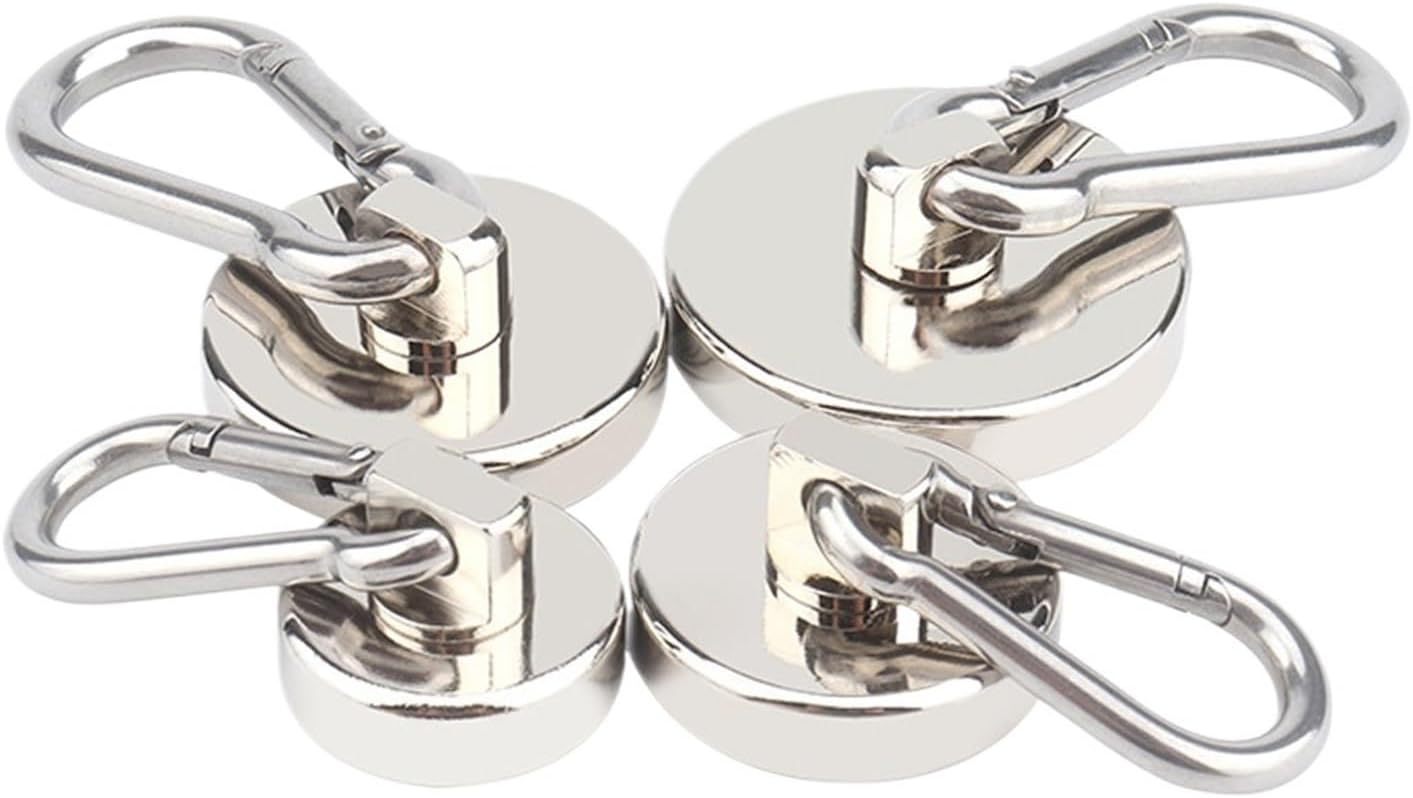 2 Pcs D25mm Magnetic Hooks Heavy Duty Magnet with Swiveling Carabiner Snap Hook，Compatible for Indoor/Outdoor Hanging Bag Kitchen(KNL36 D36mm,2 Pcs)