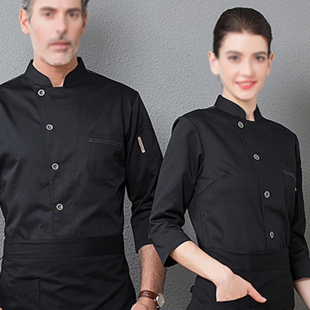 Short Sleeve Unisex Chef Coat for Men Women Kitchen Chef Uniform for Food Service, Caterers, Bakers Culinary