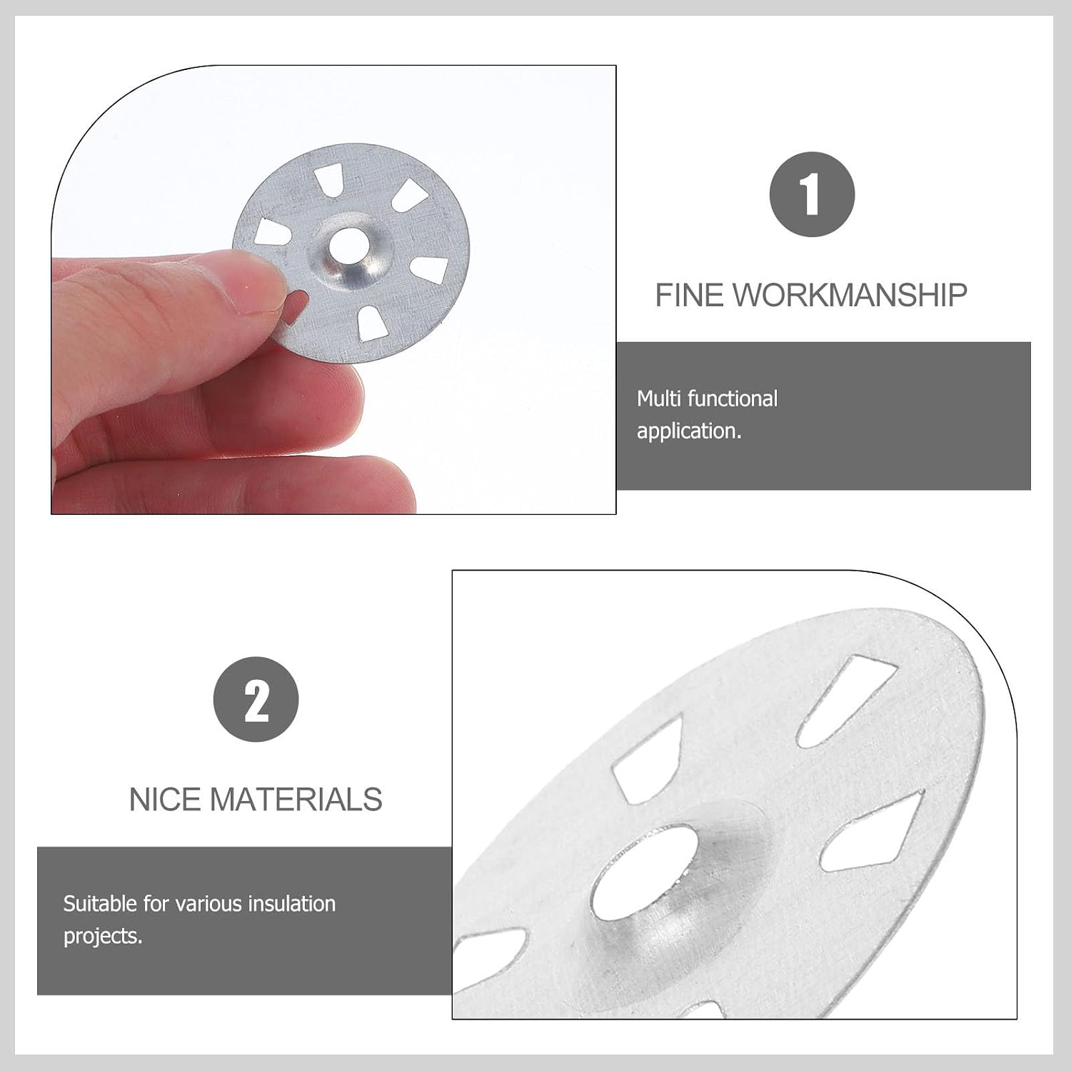 200Pcs Insulated Board Washers Six Holes, Zinc Alloy, Silver