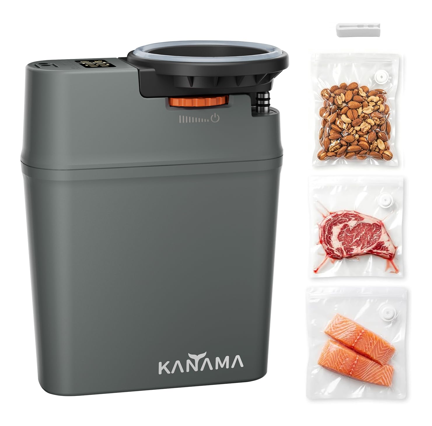 Kanama VersaPump - Sellador de vacío de mano, impermeable IP68, sellador de alimentos portátil y bomba aireadora de cebo vivo, máquina de vacío inalámbrica de succión fuerte de 70 KPa para