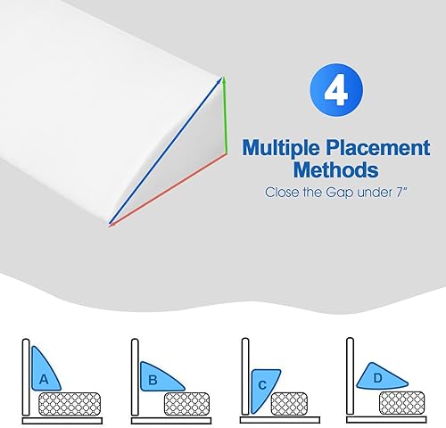 Miniatura 2 de Giantex Tapón de almohada de cuña para cama almohada triangular larga de tamaño Queen con práctico bolsillo lateral funda extraíble cierra el