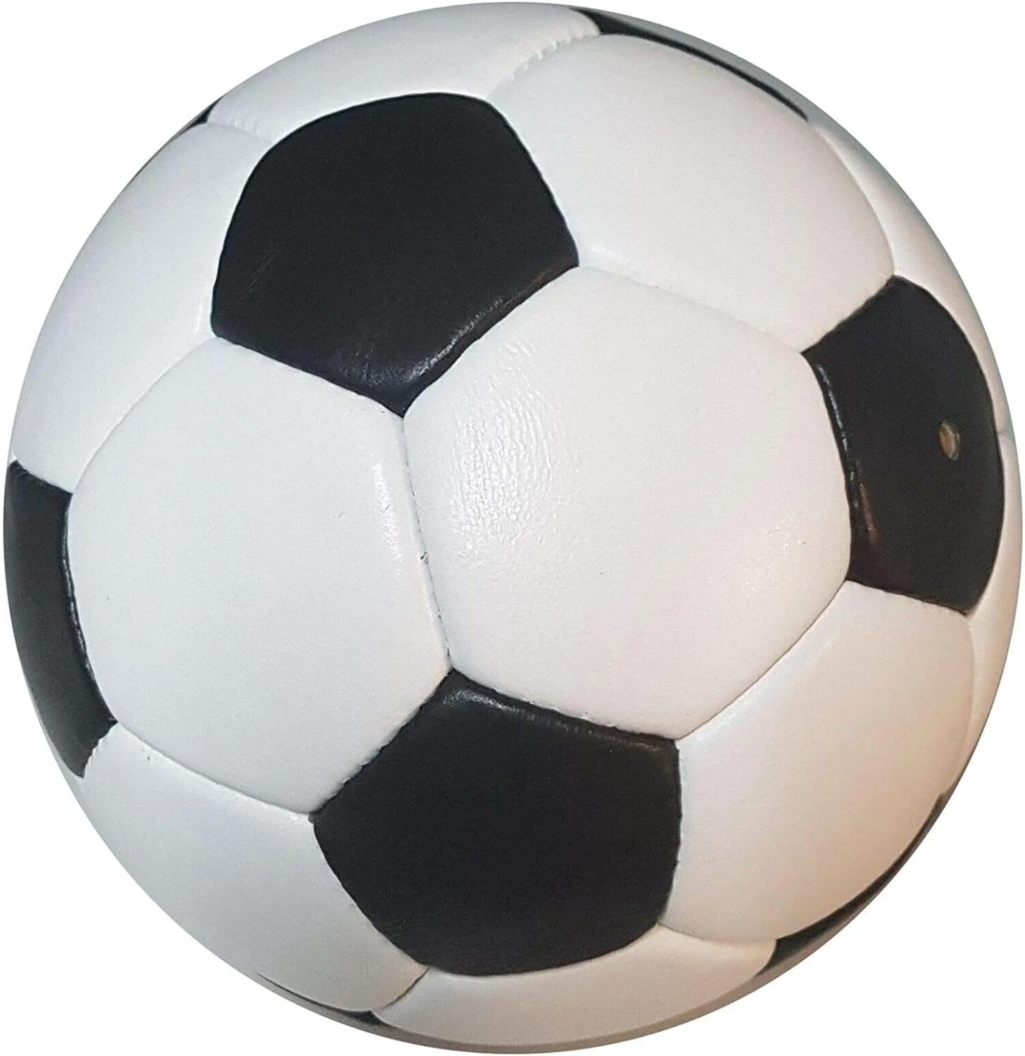 Premium Leder-Fußball, Handgenäht, Größe 5, Schwarz-Weiß