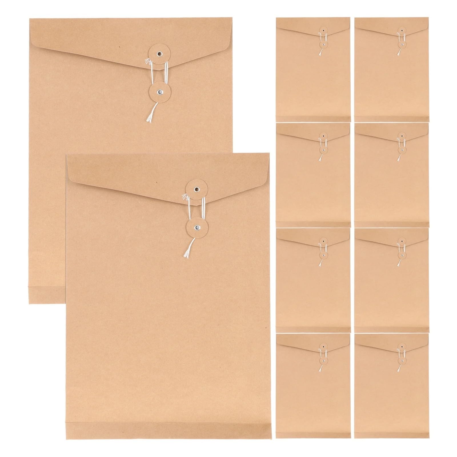 Buste con laccetto, 10 pezzi, in carta kraft, formato A4, organizer per documenti e documenti da ufficio