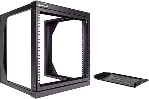 NavePoint Estante de servidores de marco abierto 9U para ecuimiento de red de 19 pulgadas y estante de servidor ventilado voladizo de 1U para
