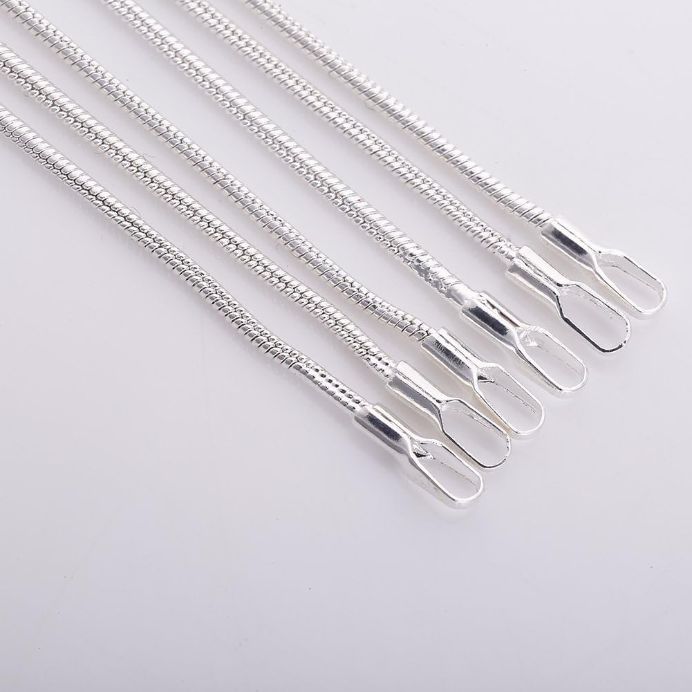 Bingcute 12pcs 20 Inch 925 Silver Plated 1.2mm Snake Chain Necklace fit European Beads