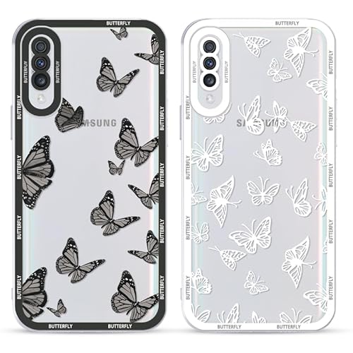 Yoedge 2 Stück Transparent HandyHülle für Samsung Galaxy A50/A30S/A50s Hülle Schmetterling 6,4, Silikon Schutzhülle für Samsung A50 Case Butterfly Muster Aesthetic Mädchen Frauen Durchsichtig Cover
