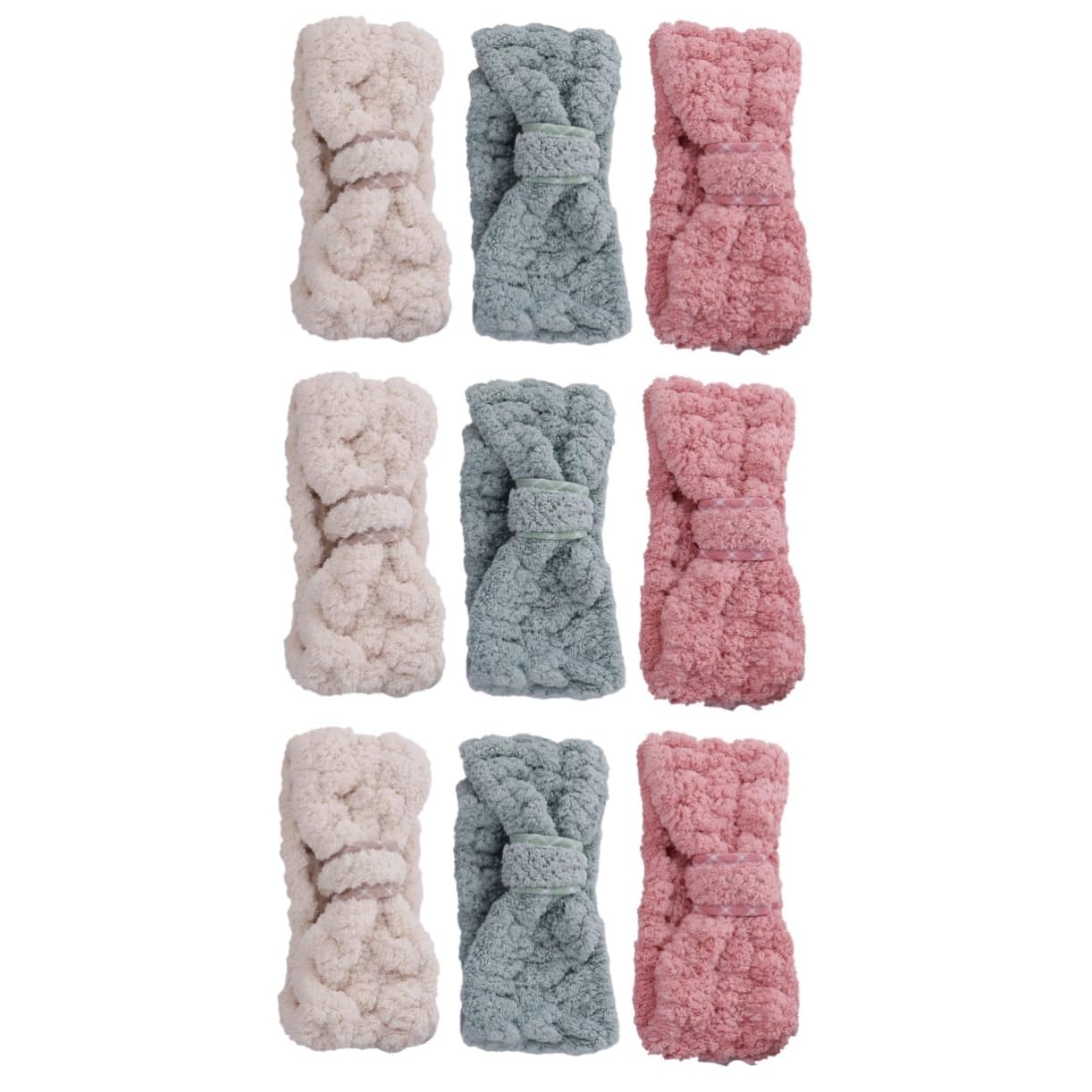 DOITOOL 9stücke Teiliges Fleece Stirnband Für Damen Elastische Sport Und Kosmetik-haarbänder Mit Schleifen-design Für Yoga Duschen Und Make-up Farbe Zufällig