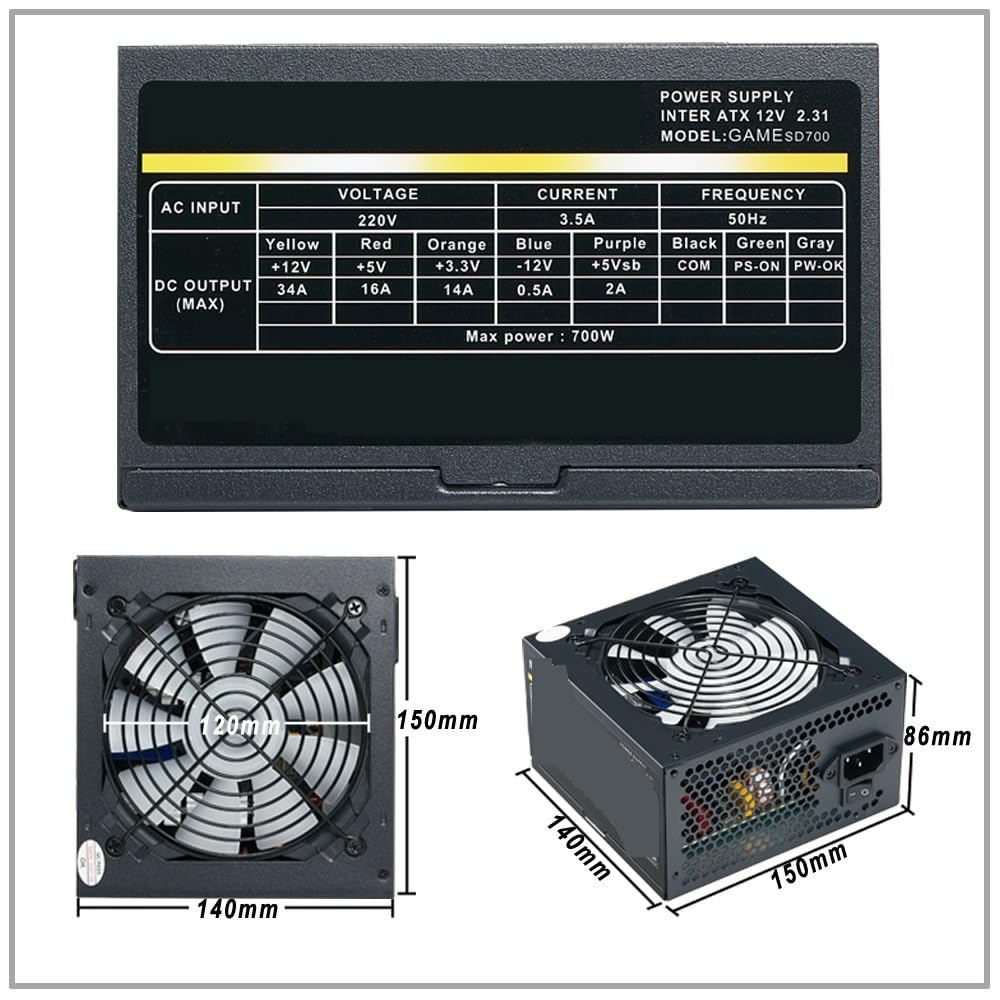 Zasilacz do PC, 500W Znamionowy / ; Źródło 500 W dla komputera do gier dla graczy Galwanizacja DIY