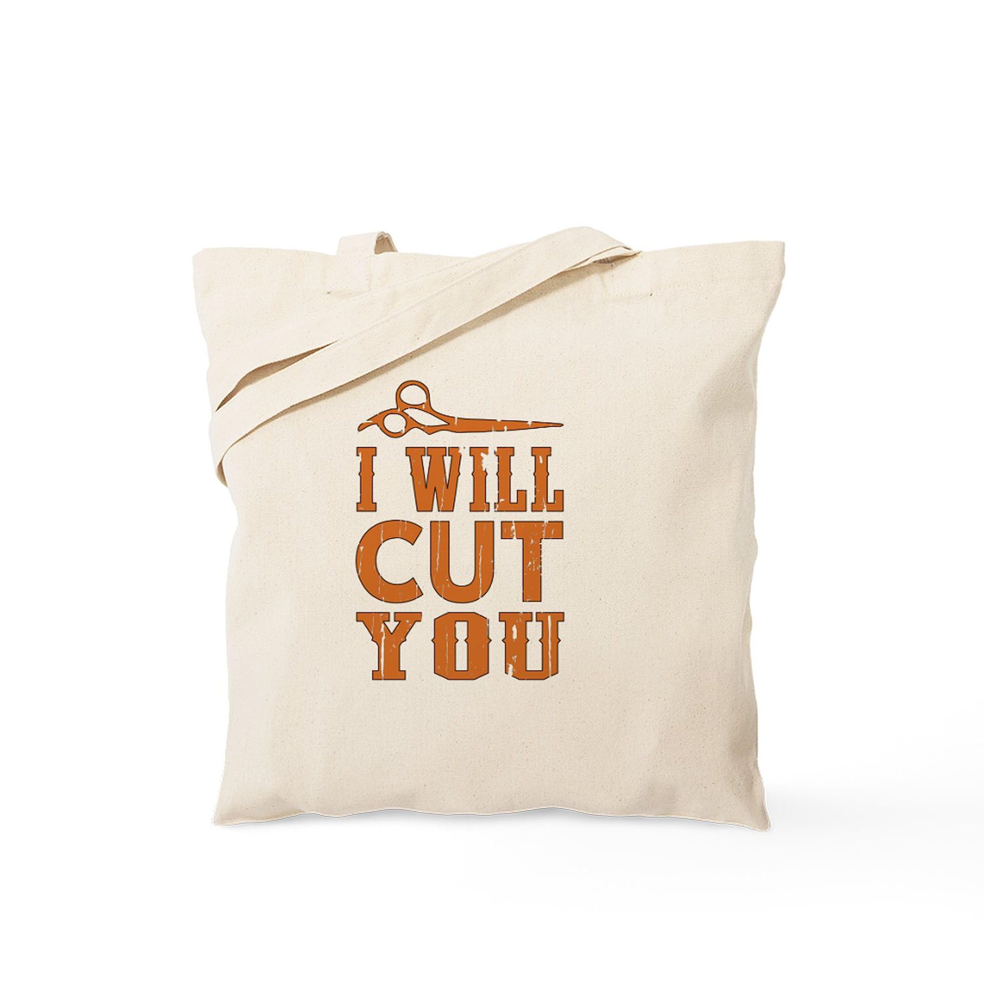 CafePress 'I Will Cut You' Tote Bag - Natural Canvas Reusable Shopping Bag With Funny Saying - View #6