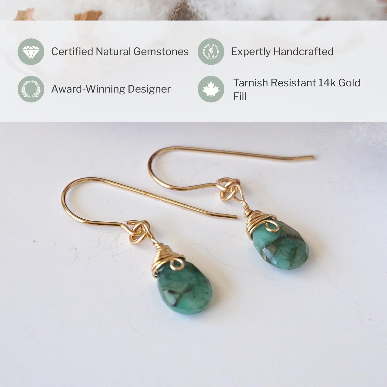 Women’s Birthstone Gemstone Drop Earrings – Gold Filled Dangle Earrings - Image 2