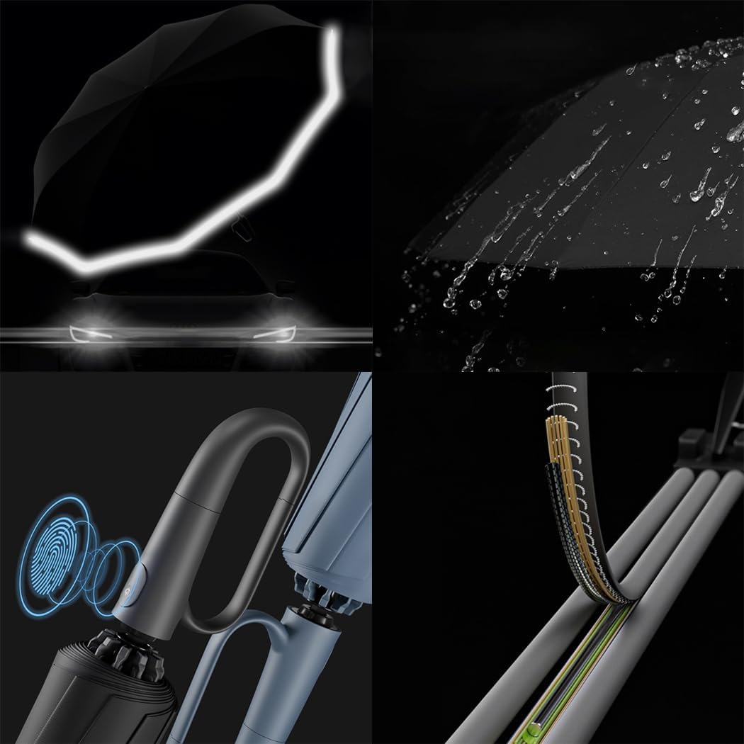Umbrella Windproof Strong 30 Ribs Waterproof Umbrella Compact Folding Travel Umbrellas for Men and Women
