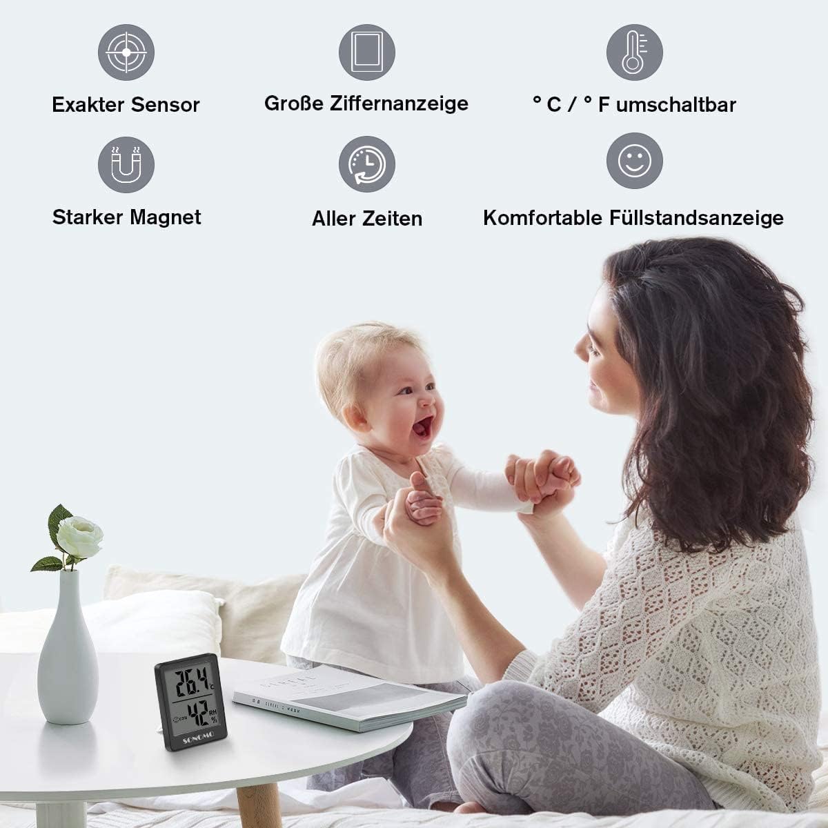 Sonomo Zestaw Termometrów, Czarny, 3 sztuki