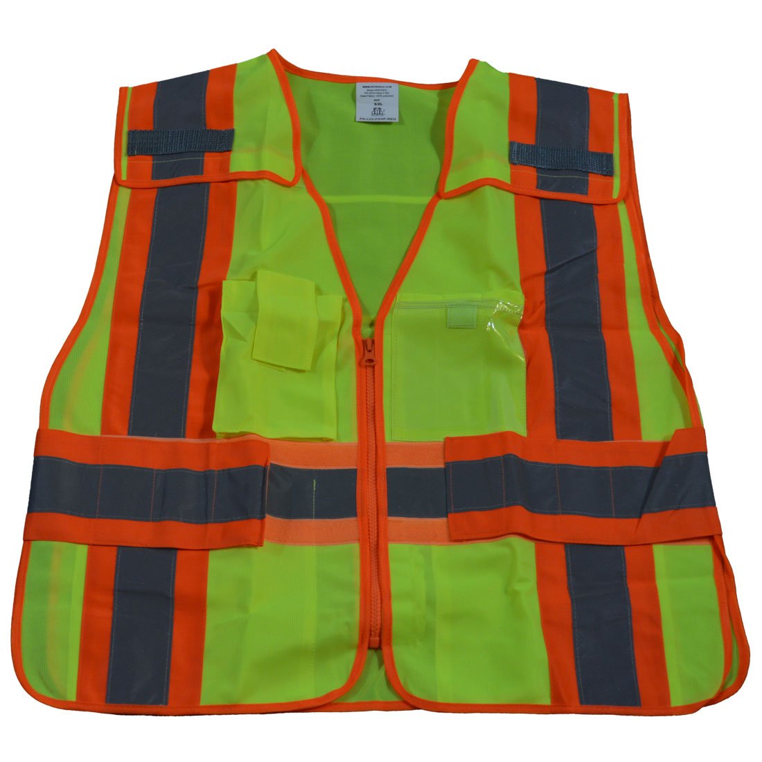 Petra Roc LV2-PSVP-PLUS ANSI-107 Class 2 Contrast Public Safety Vest, XX-Large/5X-Large, Lime Solid